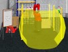 In virtuelle Arbeitsumgebung eingezeichneter Schutzraum eines Roboters