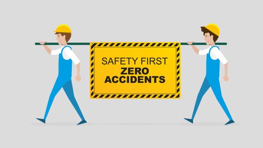Baustellenschild: Safety First - Zero Accidents