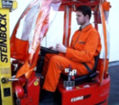 Test person in a forklift truck