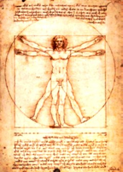 Der Mensch im Mittelpunkt, mechanische Körperbelastungen (Studie von L. da Vinci)