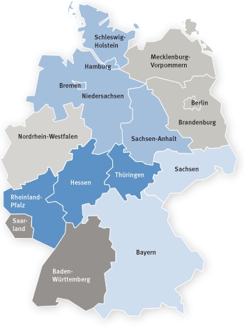 Deutschlandkarte mit Standorten der Landesverbände
